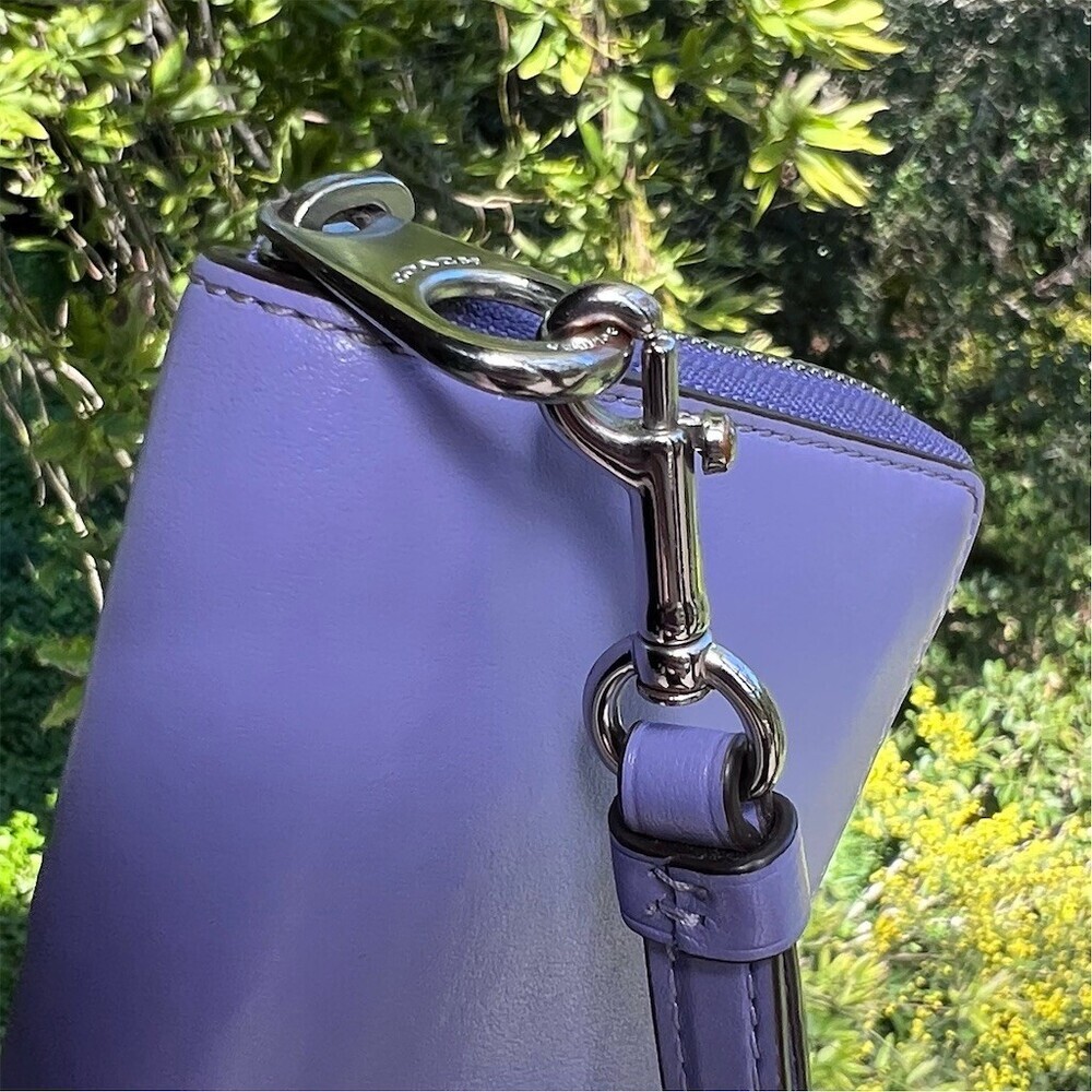 COACH Long Zip-Around Wallet Purple Smooth Leather w Silver Hardware AUTHENTIC - Picture 6 of 11